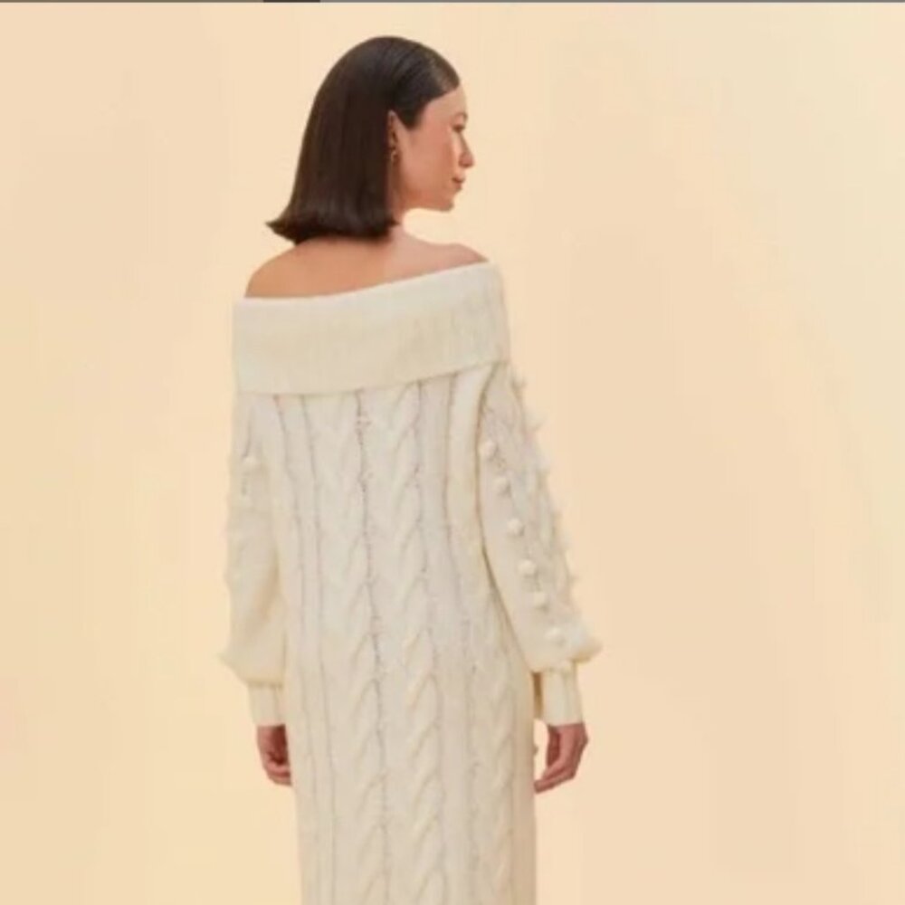 Farm Rio Off-White Braided Midi Sweater Dress Size: M NWT - Picture 16 of 16